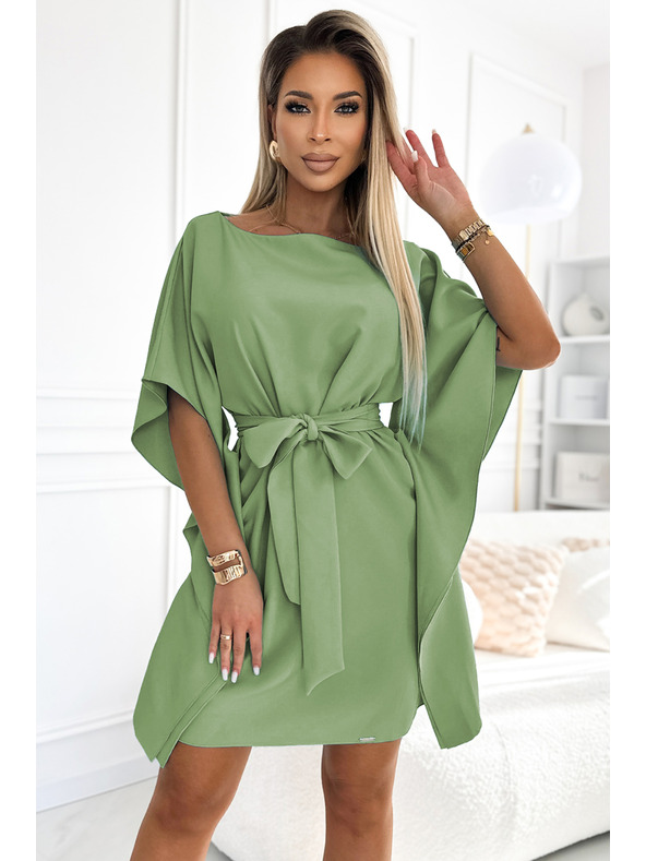 numoco SOFIA Leptir haljine s vezivanjem u struku - maslinasta