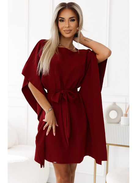 numoco SOFIA Leptir haljine s vezivanjem u struku - boja vina
