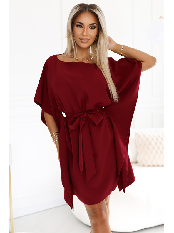 numoco SOFIA Leptir haljine s vezivanjem u struku - boja vina