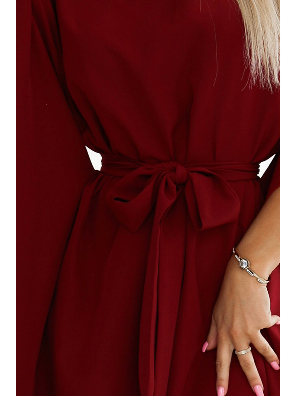 numoco SOFIA Leptir haljine s vezivanjem u struku - boja vina