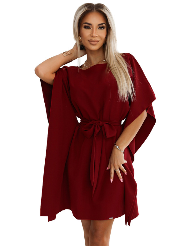 numoco SOFIA Leptir haljine s vezivanjem u struku - boja vina