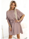 numoco SOFIA Leptir haljine s vezivanjem u struku - MOCHA MOUSSE