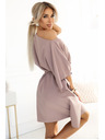 numoco SOFIA Leptir haljine s vezivanjem u struku - MOCHA MOUSSE