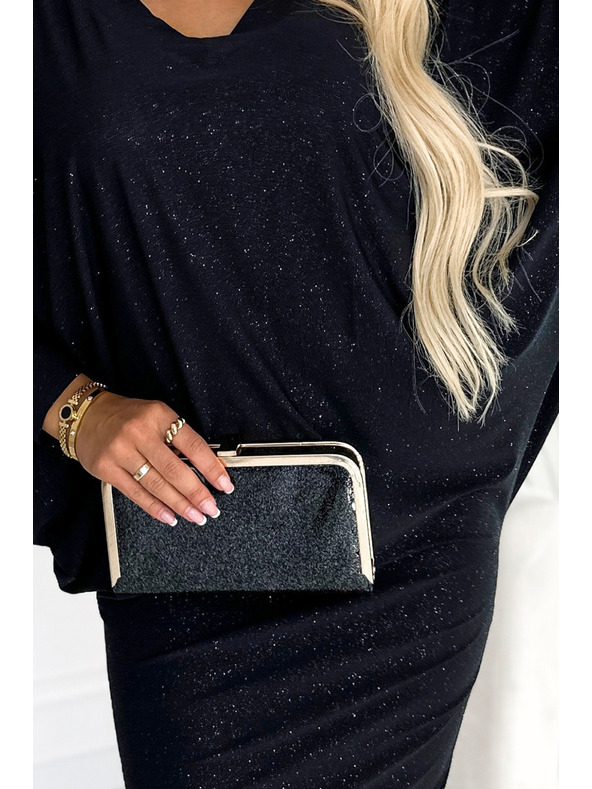 numoco Šišmiš haljine s dekolteom - crna boja sa šljokicama