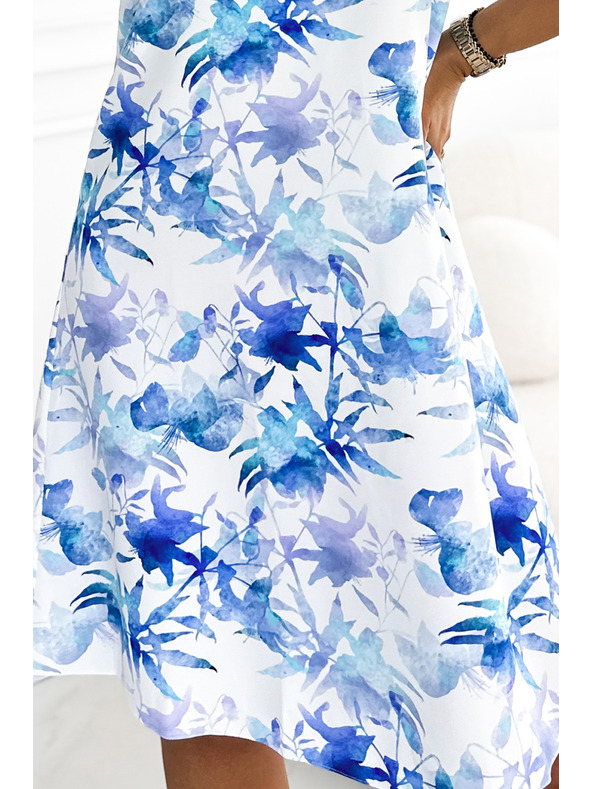 numoco VICTORIA Bijele haljine s trapezastim uzorkom - plavi uzorak