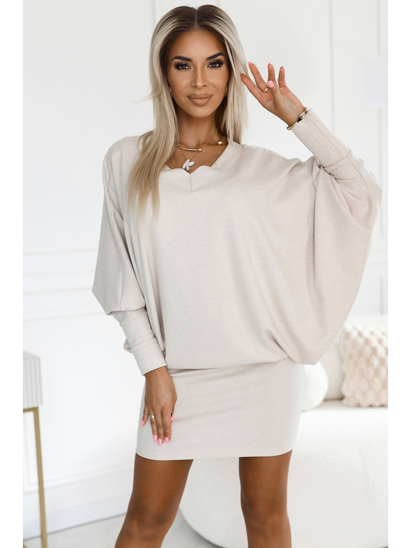 numoco Pleteni topli šišmiš šal s dekolteom - bež