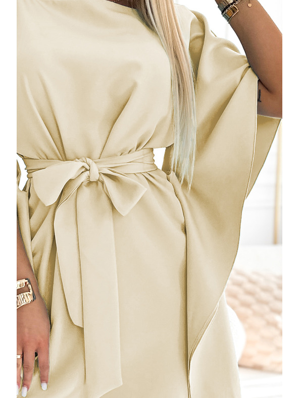 numoco SOFIA Leptir haljine s vezivanjem u struku - bež