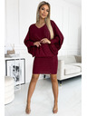 numoco Šišmiš haljine s dekolteom - boja vina sa šljokicama
