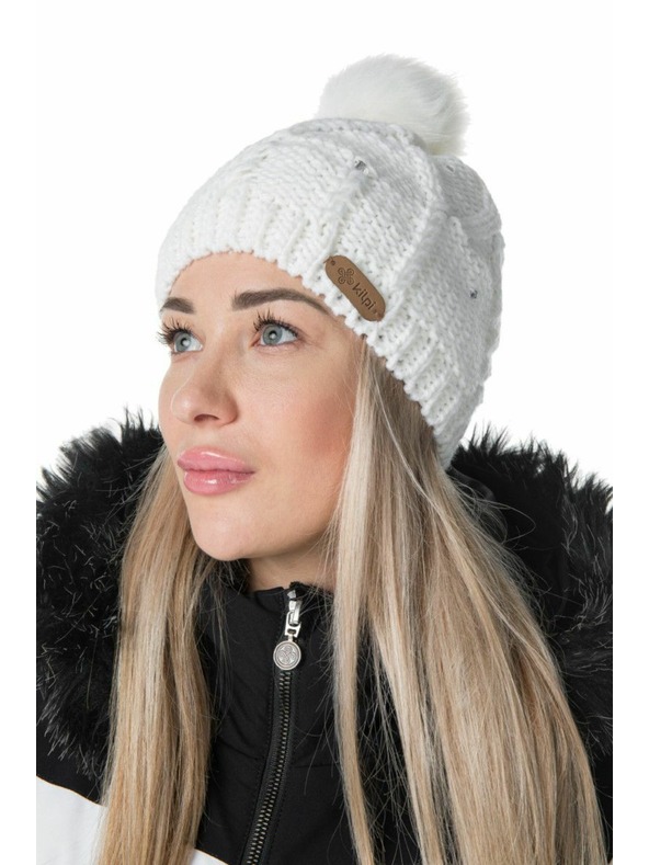 Kilpi Ženska modna kapa s pompom Kilpi LADY-W Bijela