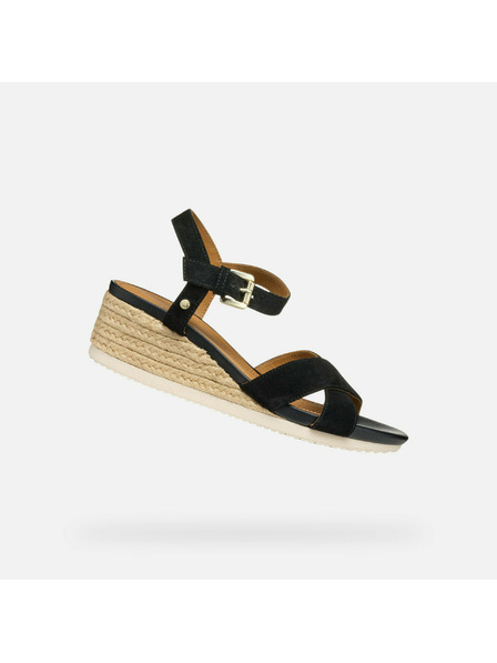 Geox Crne ženske sandale Geox Ischia Corda