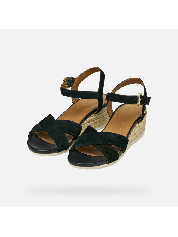 Geox Crne ženske sandale Geox Ischia Corda