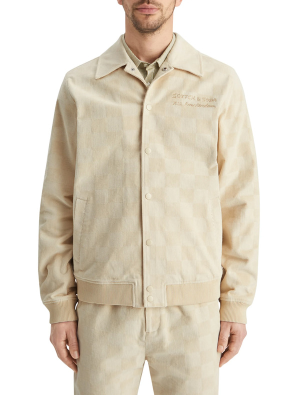 Scotch & Soda Scotch & Soda College krem ​​jakna od samta za muškarce
