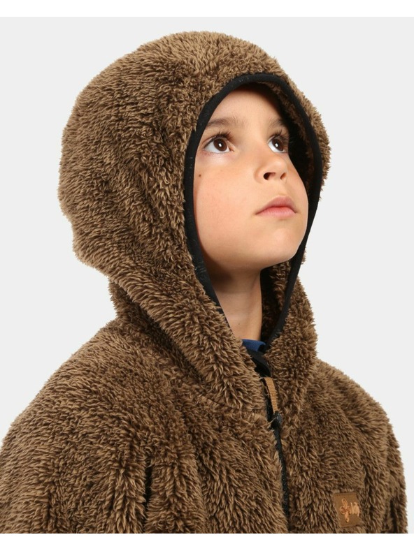 Kilpi Dječački dlakavi flis hoodie s kapuljačom Kilpi NORKA-JB Smeđa