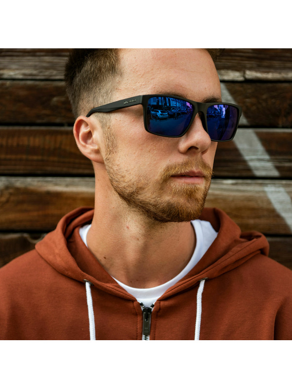 Horsefeathers Sunčane naočale Merlin - mat crne/plavo zrcalne