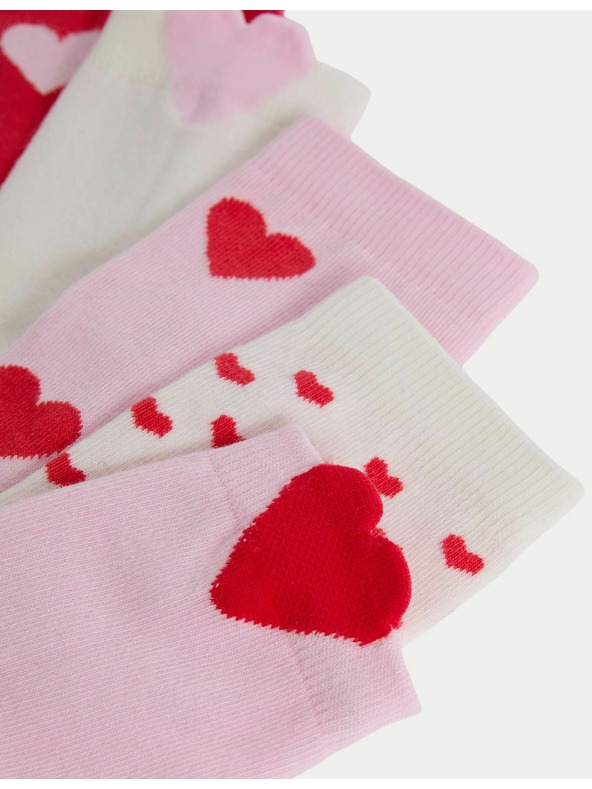Marks & Spencer Prugaste gležnjače s visokim udjelom pamuka, set od 5 parova (6 male – 7 velike) Marks & Spencer ružičasta
