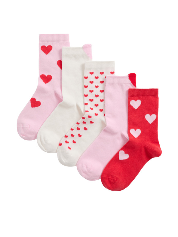 Marks & Spencer Prugaste gležnjače s visokim udjelom pamuka, set od 5 parova (6 male – 7 velike) Marks & Spencer ružičasta