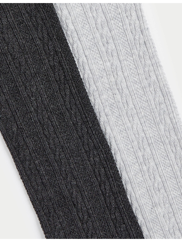 Marks & Spencer Set 2 kom čarapa s pletenicama i visokim udjelom pamuka (2-14 godina) Marks & Spencer siva
