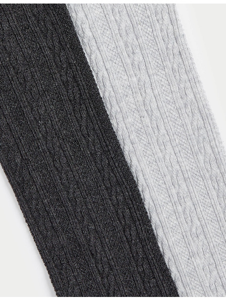 Marks & Spencer Set 2 kom čarapa s pletenicama i visokim udjelom pamuka (2-14 godina) Marks & Spencer siva