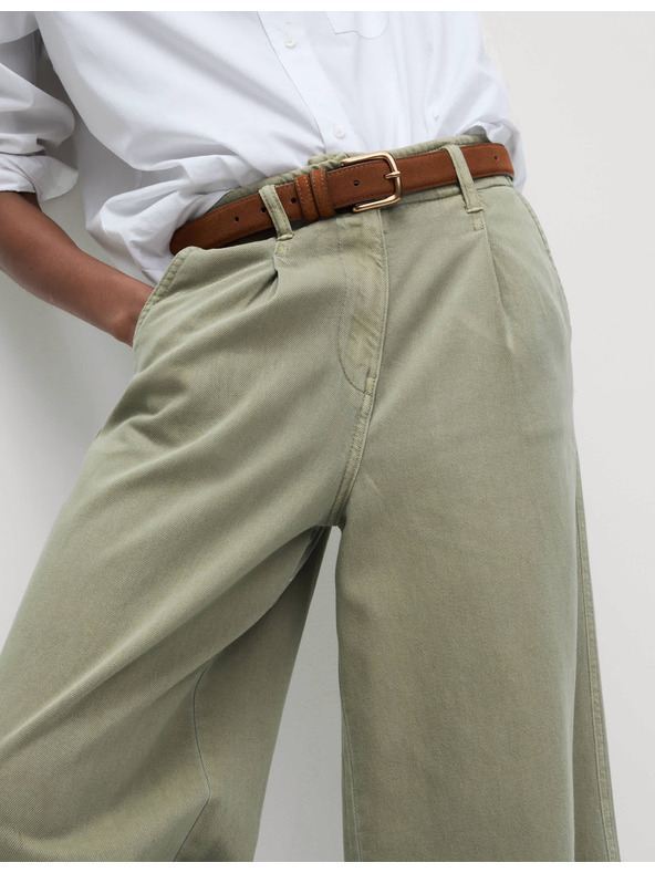 Marks & Spencer Nabrane hlače širokih nogavica s visokim udjelom pamuka Marks & Spencer smeđa