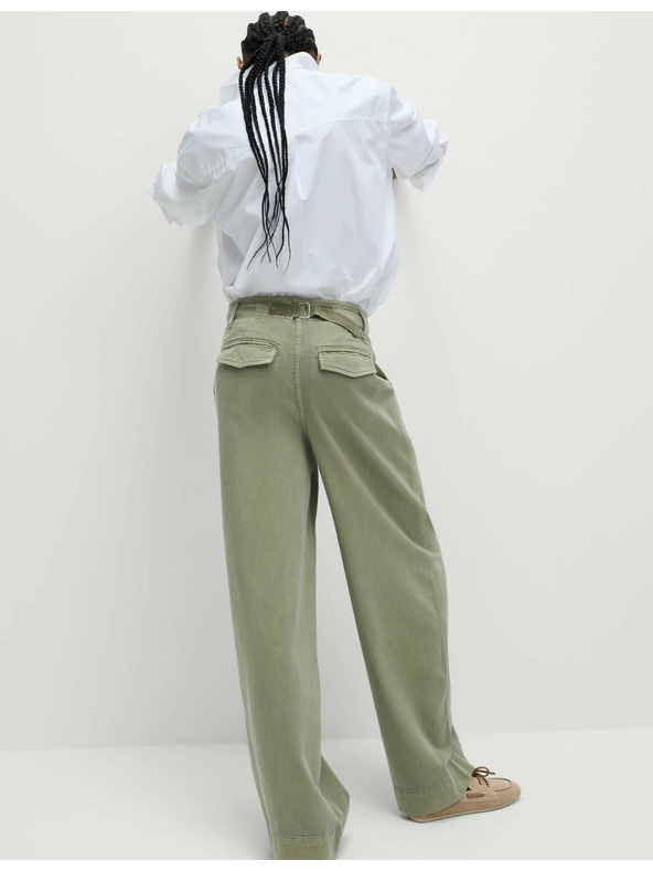 Marks & Spencer Nabrane hlače širokih nogavica s visokim udjelom pamuka Marks & Spencer smeđa