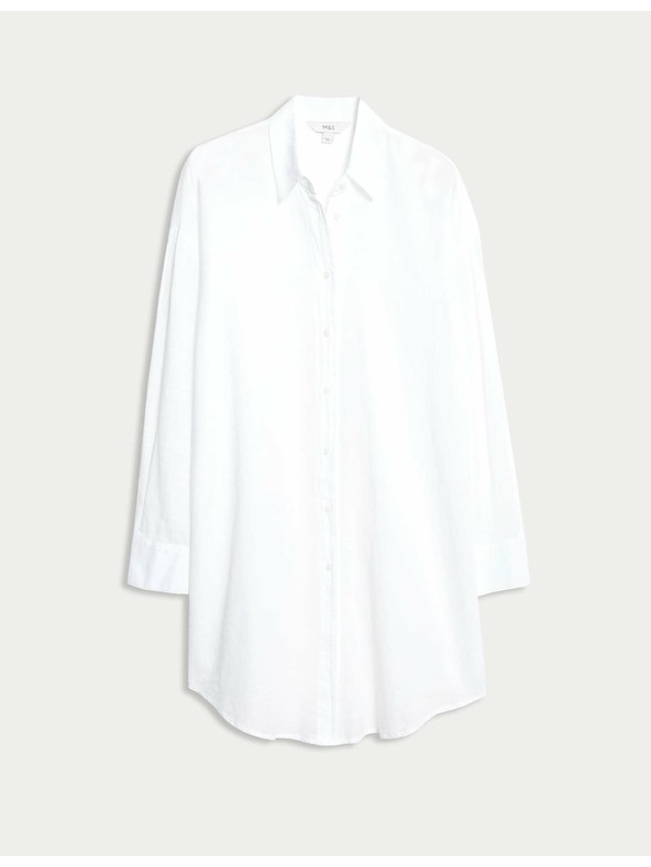 Marks & Spencer Plaža košulja od čiste pamučne tkanine s ovratnikom Marks & Spencer bijela