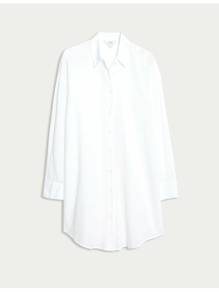 Marks & Spencer Plaža košulja od čiste pamučne tkanine s ovratnikom Marks & Spencer bijela