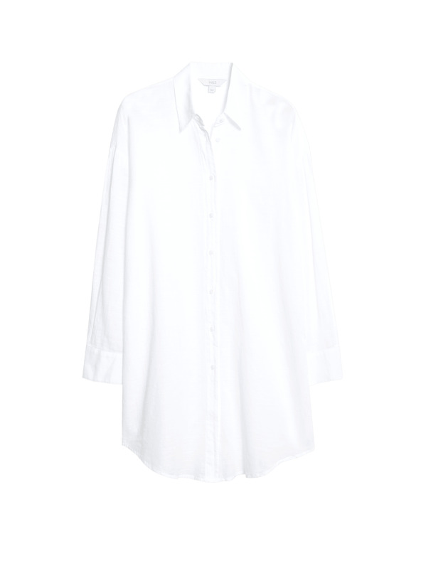 Marks & Spencer Plaža košulja od čiste pamučne tkanine s ovratnikom Marks & Spencer bijela