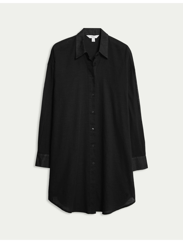 Marks & Spencer Plaža košulja od čiste pamučne tkanine s ovratnikom Marks & Spencer crna