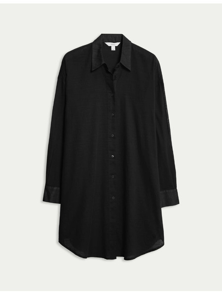 Marks & Spencer Plaža košulja od čiste pamučne tkanine s ovratnikom Marks & Spencer crna