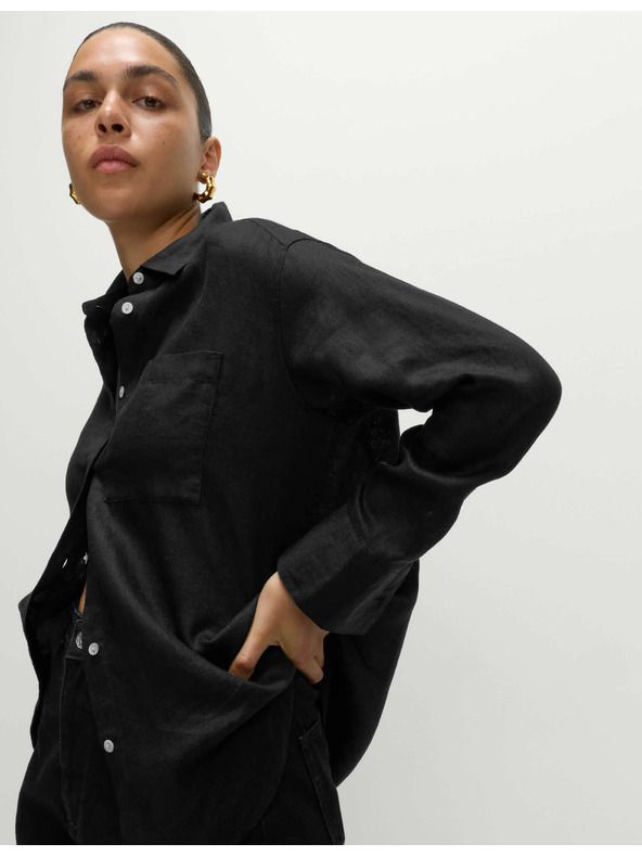 Marks & Spencer Plaža košulja od čiste pamučne tkanine s ovratnikom Marks & Spencer crna