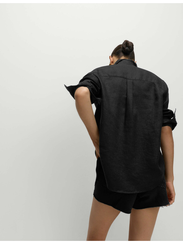 Marks & Spencer Plaža košulja od čiste pamučne tkanine s ovratnikom Marks & Spencer crna