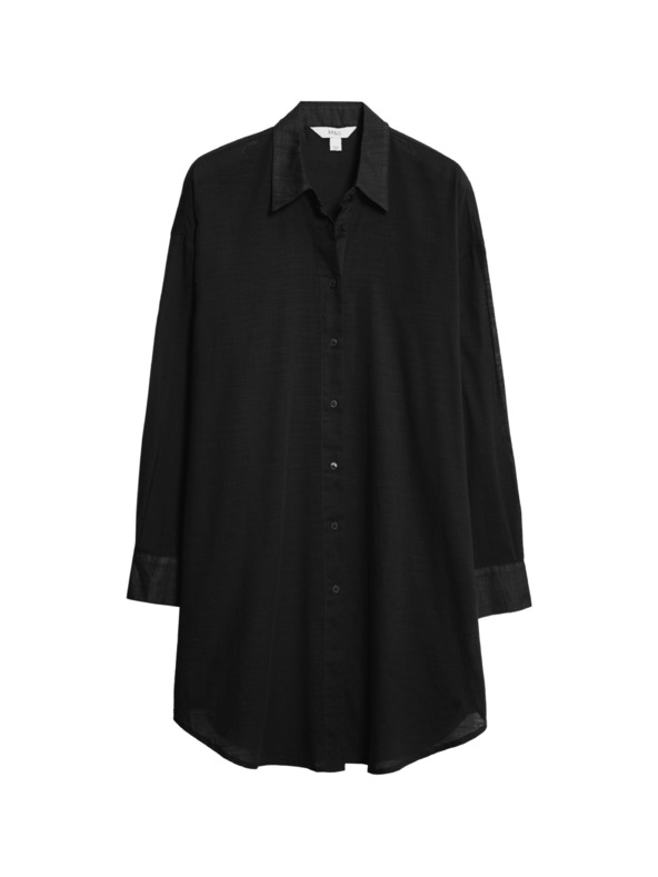 Marks & Spencer Plaža košulja od čiste pamučne tkanine s ovratnikom Marks & Spencer crna