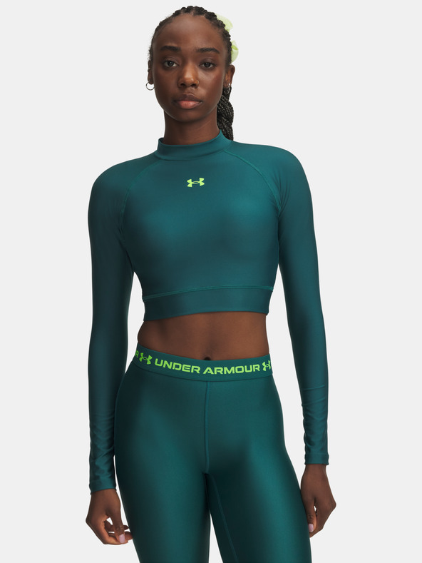 Under Armour Ženska majica Under Armour HeatGear Crop Mock LS-GRN