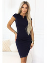 numoco Senzualne uske haljine s kratkim rukavima i dekorativnim izrezom - tamno plave