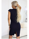 numoco Senzualne uske haljine s kratkim rukavima i dekorativnim izrezom - tamno plave