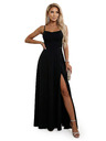 numoco Maksi haljina na naramenice, s korpetom na leđima i prorezom - crna