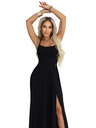 numoco Maksi haljina na naramenice, s korpetom na leđima i prorezom - crna