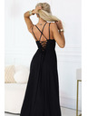 numoco Maksi haljina na naramenice, s korpetom na leđima i prorezom - crna