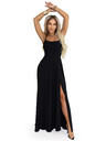 numoco Maksi haljina na naramenice, s korpetom na leđima i prorezom - crna