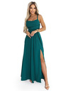 numoco Maksi haljina na bretele s korzet vezicama na leđima i prorezom - bočano zelena