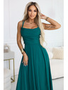 numoco Maksi haljina na bretele s korzet vezicama na leđima i prorezom - bočano zelena