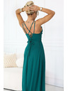 numoco Maksi haljina na bretele s korzet vezicama na leđima i prorezom - bočano zelena