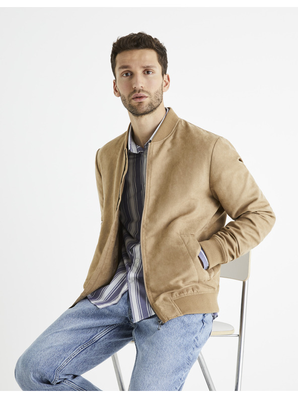 Celio Svijetlosmeđa muška bomber jakna u završnici od antilopa Celio Budain