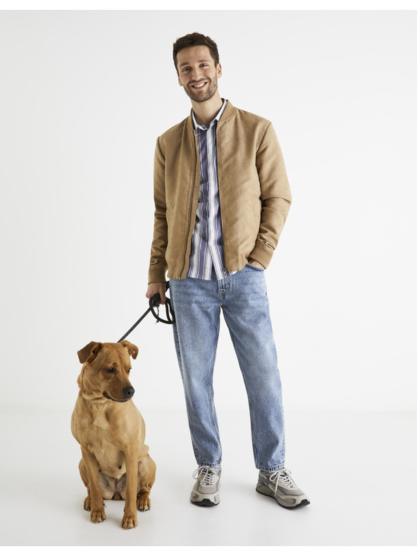 Celio Svijetlosmeđa muška bomber jakna u završnici od antilopa Celio Budain