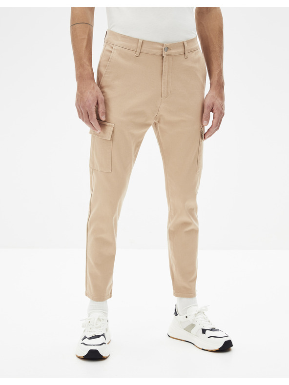 Celio Bež muške skraćene hlače s džepovima Celio Cargo Ronar