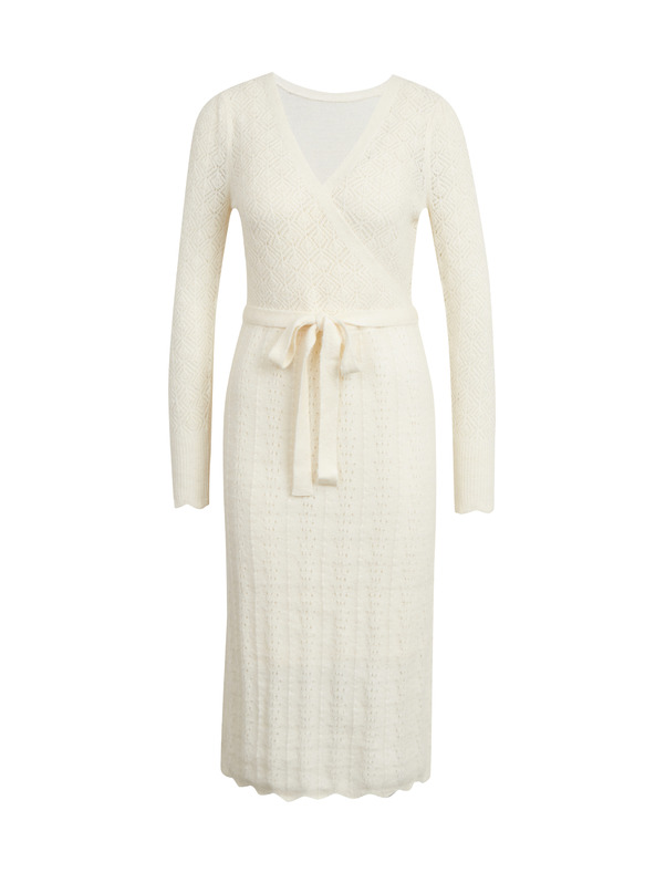 Orsay Krem ženska rupičasta pletena haljina na vezanje ORSAY