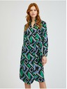 Orsay Zeleno-crna ženska haljina na preklop s uzorkom ORSAY