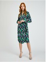 Orsay Zeleno-crna ženska haljina na preklop s uzorkom ORSAY