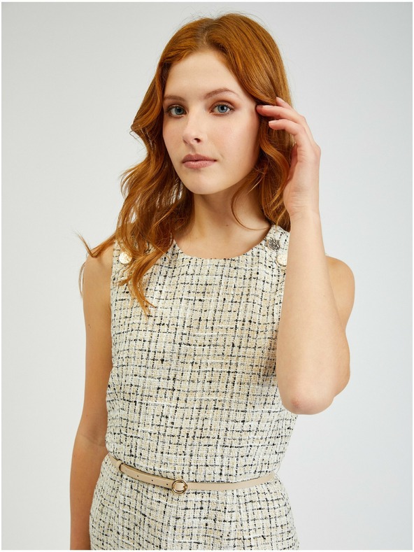 Orsay Krem ženska haljina s uzorkom i remenom ORSAY