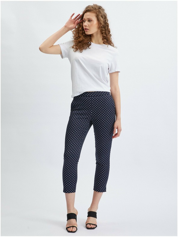 Orsay Tamnoplave ženske hlače tričetvrt dužine na točkice ORSAY